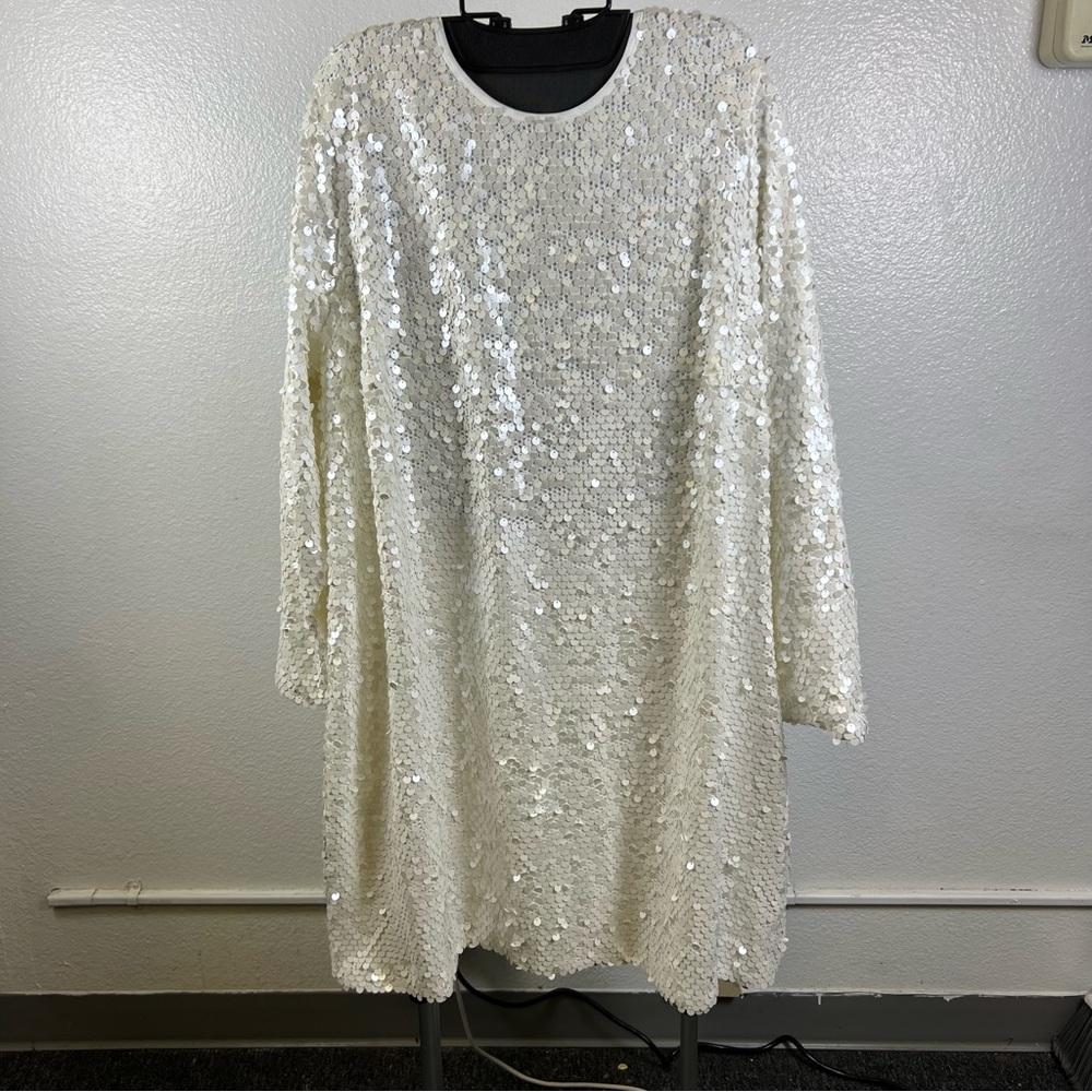 Elegant Sequin White Dress